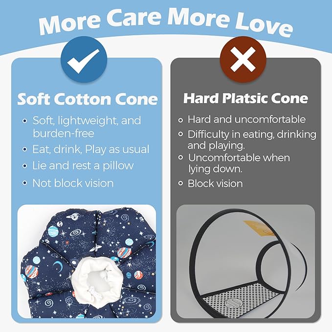 ComSaf Cat Cone Collar Soft, Protective Adjustable Cat Cones to Stop Licking After Surgery, Comfortable Lightweight Elizabethan Collar for Kitten Prevent from Licking Wounds, Not Block Vision