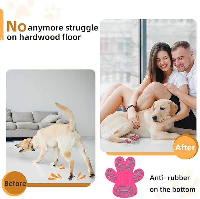 Non-Slip Dog Paw Protector Pads for Senior Dogs, Dog Paw Adhesive Pads on Hardwood Floor,Senior Pets Essentials with Strong Traction,Rubber Grippers,Pink,12 Sets 48 pc XXL