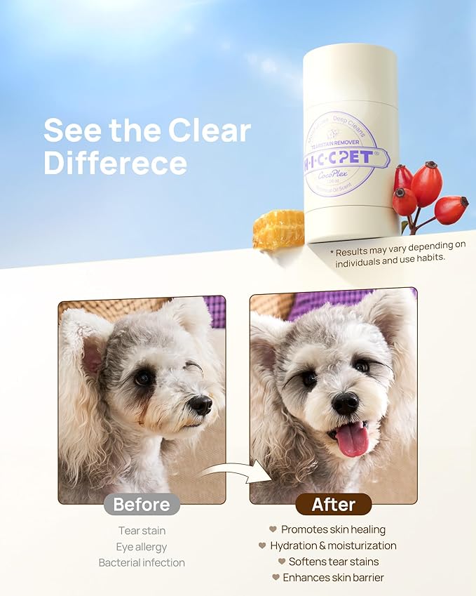 HICC PET Tear Stain Softening Balm All-Natural Tear Stain Remover for Dogs and Cats - Softens & Prevents Tear Stains, Soothes Redness Sensitive Eyes, Long-Lasting Moisturizing Eye Care - 0.53 oz
