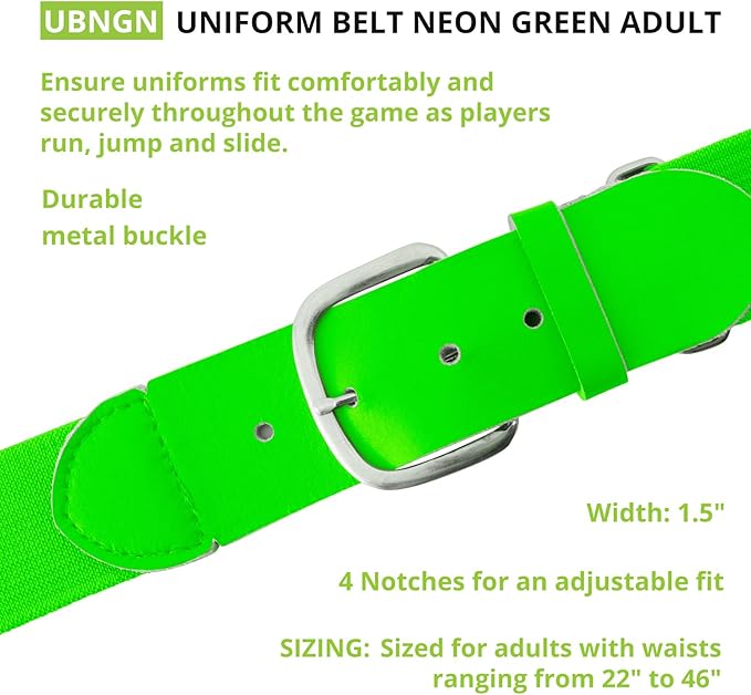 Champion Sports Baseball/Softball Uniform Belt, Comfort Stretch Fit Durable Syntex Tab - Youth & Adult Sizes, Multiple Colors