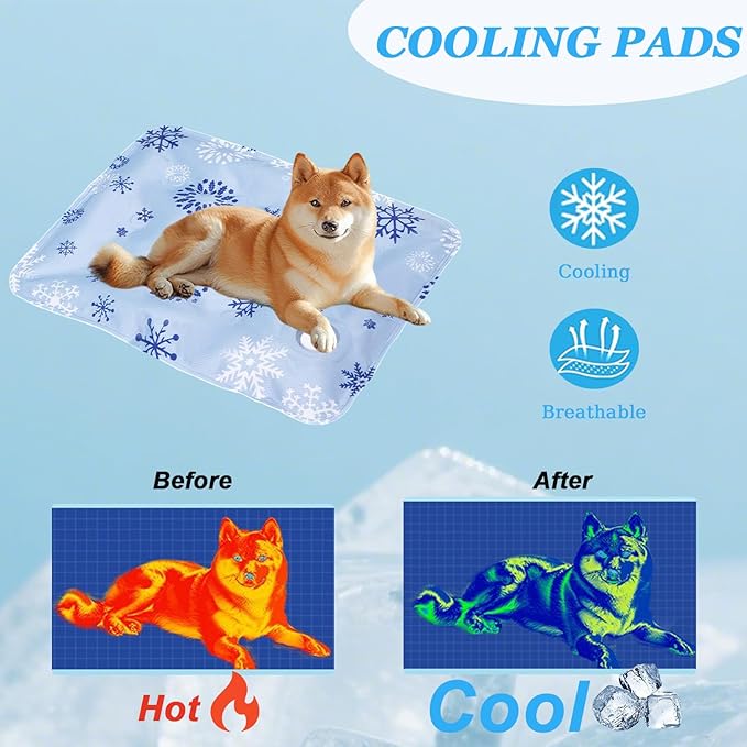 Dog Cooling Mat, Cooling Mat for Dogs & Cat, Provides Instant Relief for Small, Medium, Large Dogs, Washable, Non-Slip Design, Perfect for Hot Summer Days to Keep Pets Comfortable (L 23.6''*35.4'')