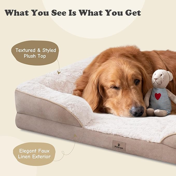Orthopedic Dog Bed for Extra Large Dogs - XL Washable Dog Sofa Beds Large, Supportive Foam Pet Couch Bed with Removable Washable Cover, Waterproof Lining and Nonskid Bottom