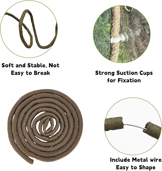 BNOSDM Reptile Plants,Flexible Rainforest Vines with Moss,Bendable Jungle Climbing Vines,Terrarium Artificial Plants Decor for Bearded Dragon,Hermit Crab,Snake,Geckos,Chameleon,Lizard