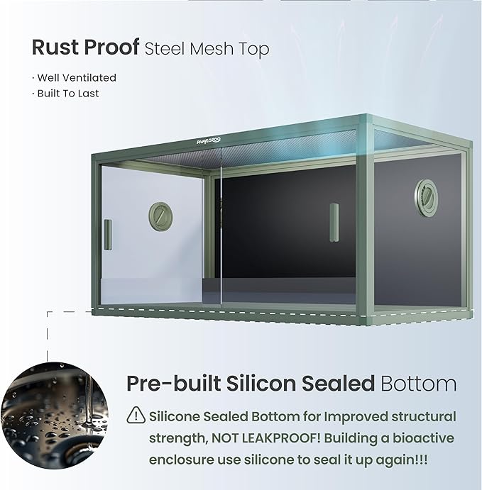 50 Gallon Bearded Dragon Tank, Reptile Enclosure for Easy Maintenance, Front Opening Reptile Tank with Top Screen Ventilation & Glass Sliding Door 36''x18''x18''