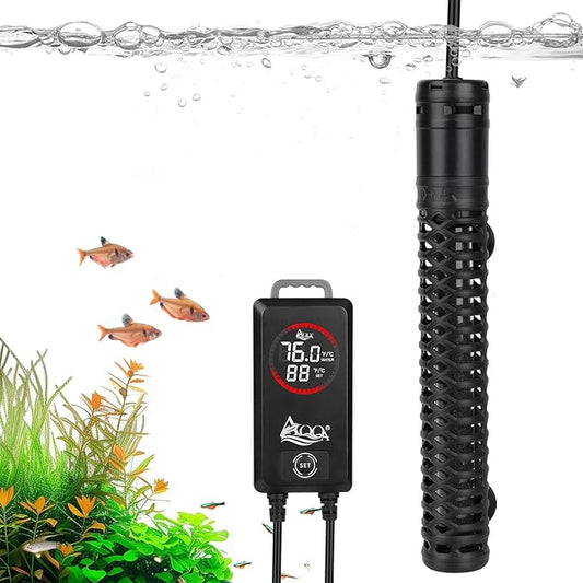 AQQA Aquarium Heater,Submersible Fish Tank Heater 59-93°F/15-34°C External Controller,Rapid Heating,Ultra-high Temperature Protection,Automatic Power-Off When Leaving Water (800W for 135-172 Gallon)
