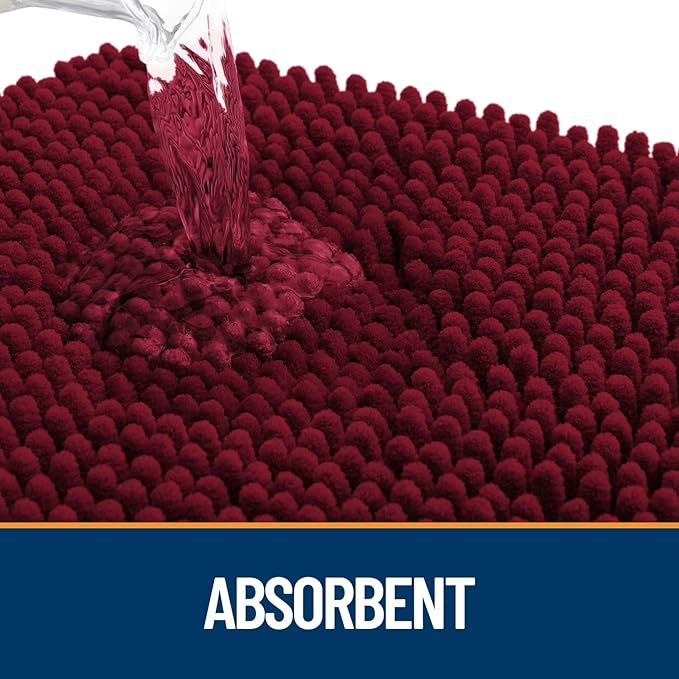 OLANLY Dog Door Mat for Muddy Paws 45x27, Absorbs Moisture and Dirt, Absorbent Non-Slip Washable Doormat, Quick Dry Chenille Mud Mat for Dogs, Entry Indoor Entryway Carpet for Inside Floor, Burgundy