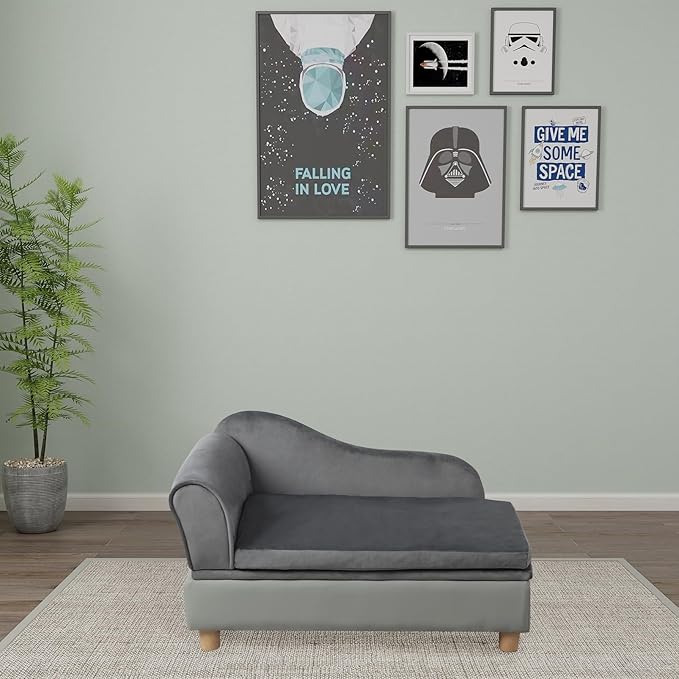 Pet Bed Sofa, Puppy Bed with Storage, Small Dog Couch with Removable & Washable Cushion, Comfy Pet Couch Bed for Cats & Puppy (Gray)