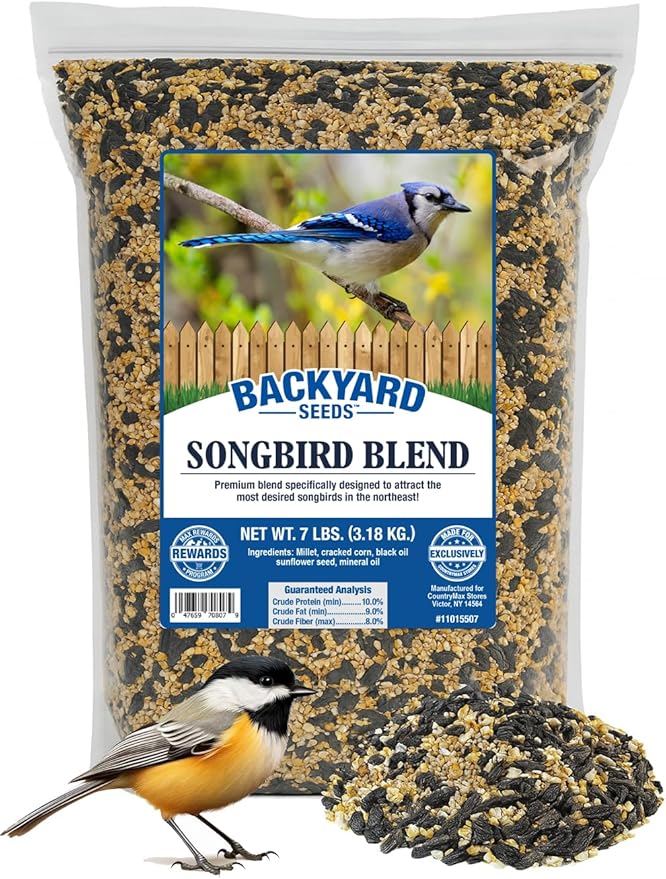 Backyard Seeds Songbird Blend Mixed Bird Seed - Attracts Bluebirds, Cardinals, Chickadees (7 Pounds)