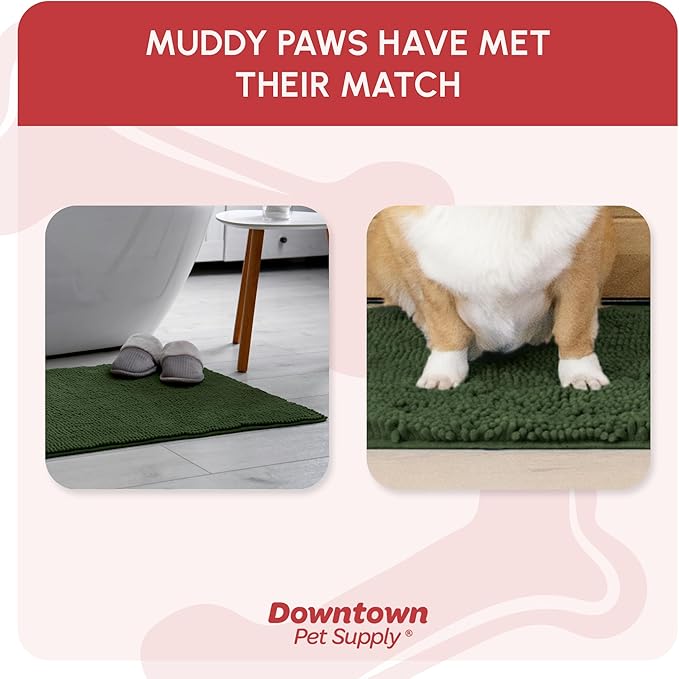 My Doggy Place Medium Chive Microfiber Dog Mat, 31" x 20", Rubber Backed, Absorbent, Quick Drying, Machine Washable