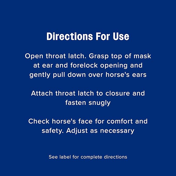 Farnam SuperMask II horse fly mask without ears, extended coverage, protects eyes from insects and debris, adjustable throat latch, Yearling size