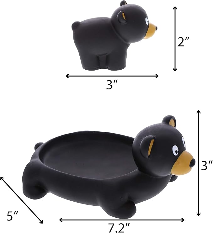 DolliBu Black Bear Animal Bath Toys - Family Animal Water Squirter for Kids, 4-Piece Kid and Baby Bathtub Toys, Fun Bath Time Children, Floating Bath Tub Decor, Rubber Animal Bath Toys, Squirt Toys