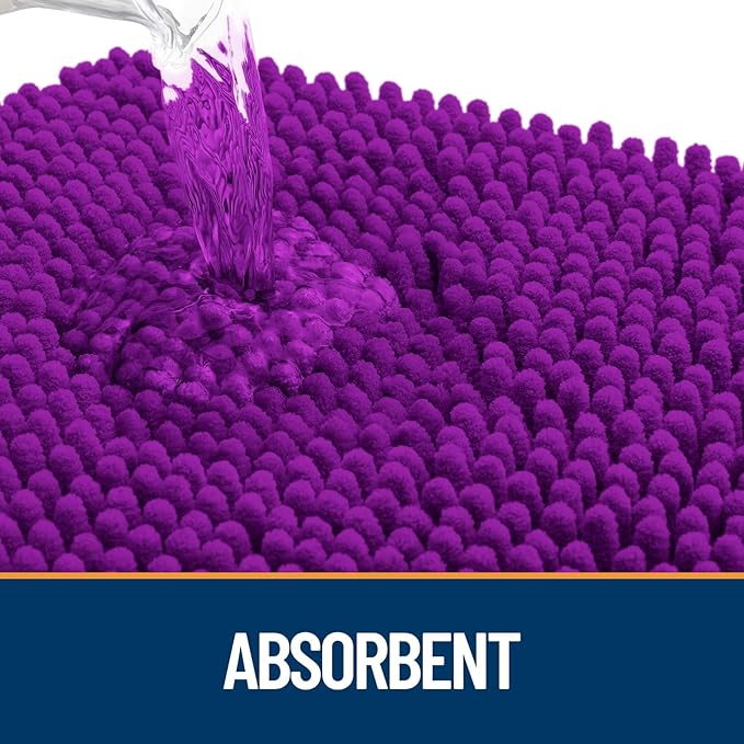 OLANLY Dog Door Mat for Muddy Paws 70x35, Absorbs Moisture and Dirt, Absorbent Non-Slip Washable Doormat, Quick Dry Chenille Mud Mat for Dogs, Entry Indoor Entryway Carpet for Inside Floor, Purple