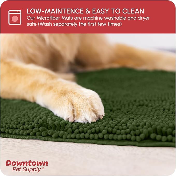 My Doggy Place Microfiber Dog Mat for Muddy Paws, 8' x 2' Chive - Non-Slip, Absorbent and Quick-Drying Dog Paw Cleaning Mat, Washer and Dryer Safe - Hallway Runner