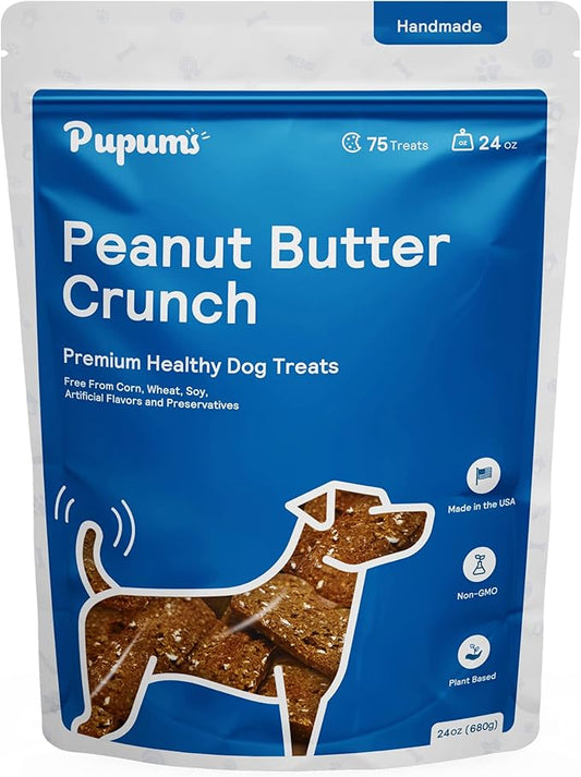 Peanut Butter Crunchy Dog Treats Natural Human Grade Non-GMO Dog Biscuits Made in USA (24oz)
