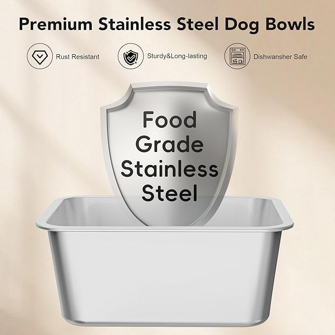 Decflow 10L Stainless Steel Dog Water Bowl, No Spill Anti-Splash Dog Bowls with XXL Silicone Mat, Spill-Proof Slow Feeder for Messy Drinkers, Heavy Duty Pet Bowls for Indoor/Outdoor Use Blue