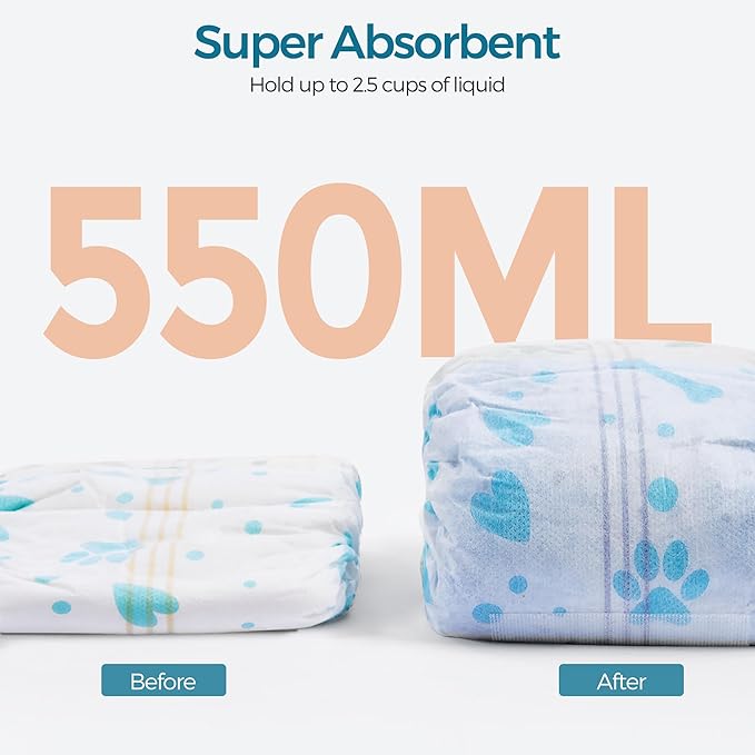 Male Dog Wrap, Disposable Dog Diapers, 40 Count, XS (Waist 10.6”-16.6”), Wetness Indicator, Ultra Protection, Leak Proof, Super Absorbent, Soft