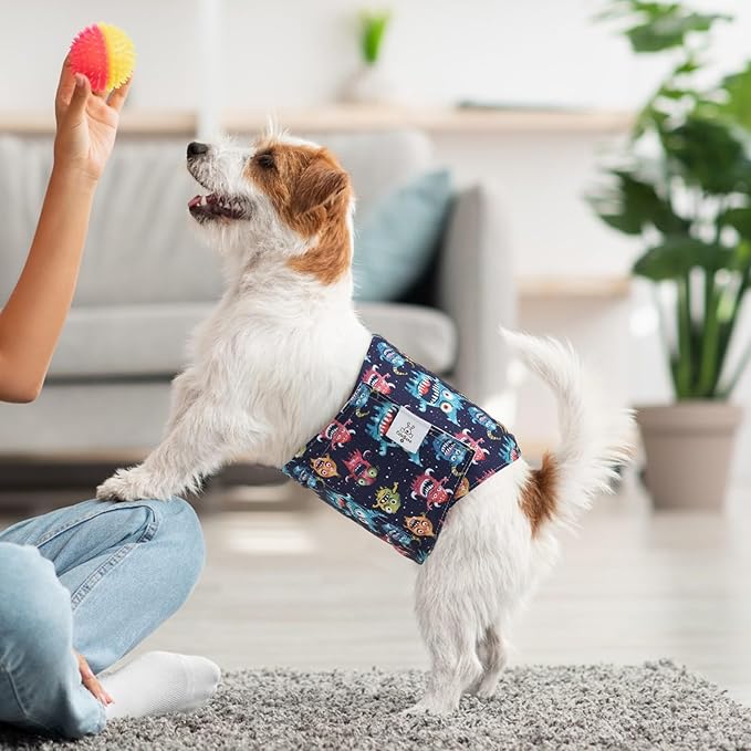 CuteBone Dog Diapers Male Belly Bands 3 Pack for Male Dogs Reusable Puppy Wraps DM65XS