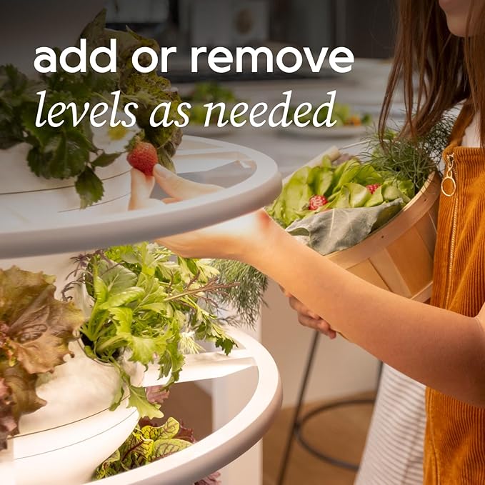 Farmstand Starter Kit with Glow Rings and 30 Seedling Credits | Family Hydroponic Growing System Kit | Vertical Garden Planter Tower | 5ft 5in Tall