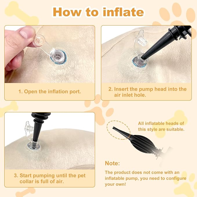 Dog Cone Collar with Enhanced Anti-Licking, Inflatable Dog Cone After Surgery, Adjustable Size with Soft Padding for Small Medium Large Dogs - Pale Yellow/M+