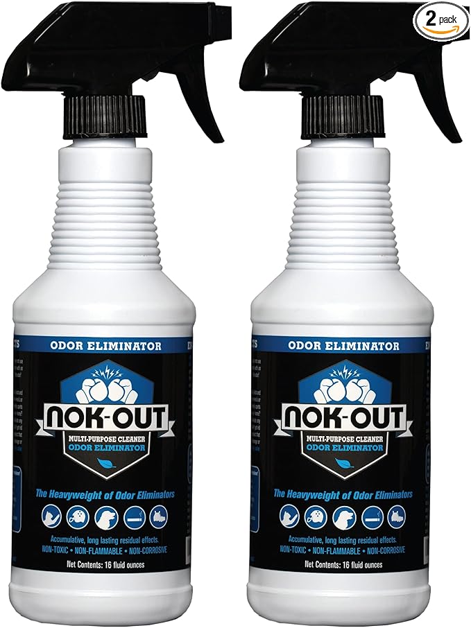 NOK OUT Odor Remover, Pet Deodorizer and Cleaning Spray, Made in the USA, 16 Fluid Ounce Spray, 2-Pack