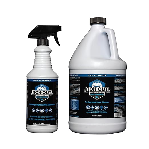NOK OUT Odor Remover, Pet Deodorizer and Cleaning Spray, Made in the USA, 32 Fluid Ounce Spray and 1 Gallon Set