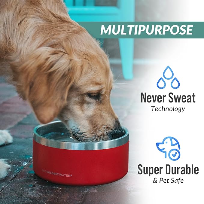 Coldest Dog Bowl - Anti Rust Metal, Non Slip, 3 Layers Insulated Stainless Steel Dog Bowls - Spill Proof & Heavy Duty - Water Bowl for Dogs, Cats & Pets, Dish Washer Safe (200 oz, Sahara Peach)