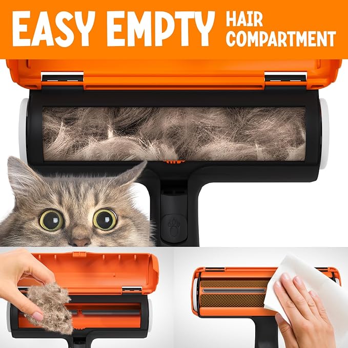 Triton Pet Hair Removal Tool w/Trapping Compartment - Easy to Use Pet Hair Roller, Hair Remover Tool - Cat and Dog Hair Remover - Pet Hair Remover for Furniture, Couch, Bedding, Clothes, Car