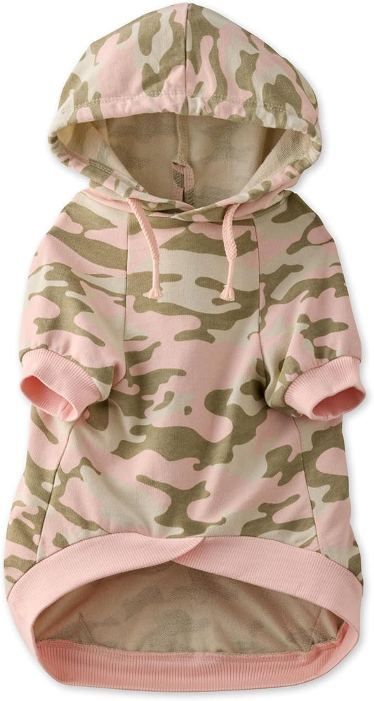 Rocky – The Orginal Lightweight Hooded TEE 100% Organic Cotton Dog Hoodie Pet Coat Sweater for Small, Medium, Large Dogs, Pink Camo, Large