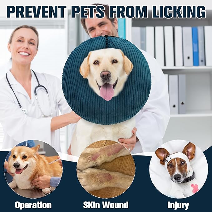 BINGPET Inflatable Dog Cone Collar Alternative After Surgery,Soft Recovery Cone for Dogs to Stop Licking,Protective Neck Donut E Collar Adjustable for Small Medium Large Dogs & Cats(Navy Blue,XL)