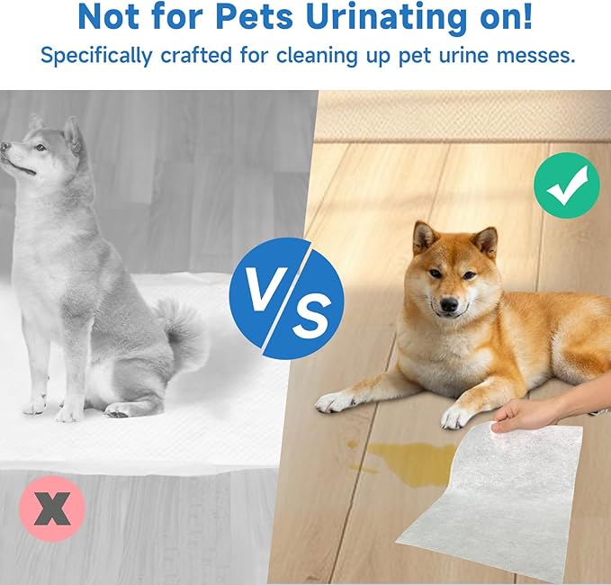 L&W BROS. Easy Clean Pet Quick Absorbent Sheets – Innovative Solution for Mess-Free Cleanup Not Traditional Pee Pads, 12"x10" for Urine and Pet Stain & Odor Remover (50 PCS)