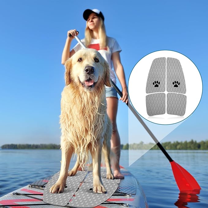 Dog Traction Pad Dog Paddle Board Kayak Accessories 21.2 x 15.3 Inch Non Slip Deck Grip Mat Surfboard Traction Good Grip EVA Foams for SUP Skimboard Paddleboard Surfboard