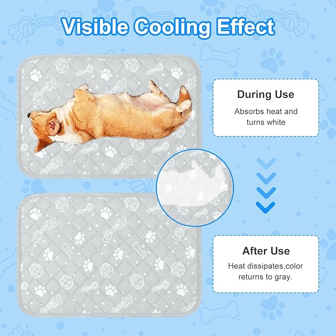MH MYLUNE HOME Self Cooling Mat for Large Dog, 44”x32” Arc-Chill Cooling Fiber & Endothermic Color Changing Pet Cooling Pad, Foldable & Washable Non-Toxic Summer Pet Blanket