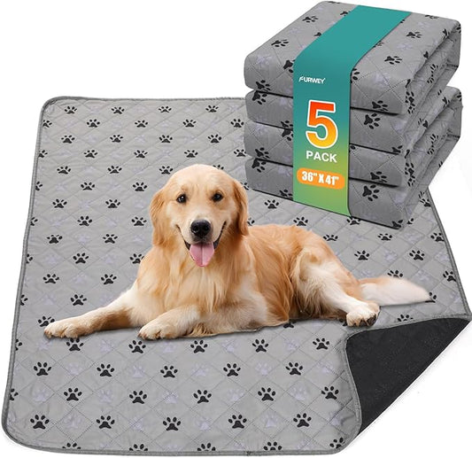 5 Pack Large 36"X41"Washable Pee Pads for Dogs Super Absorbent Dog Training Pads Non-Slip Waterproof Pet Training Pads Mats Whelping Pads for Dogs Cats Puppy