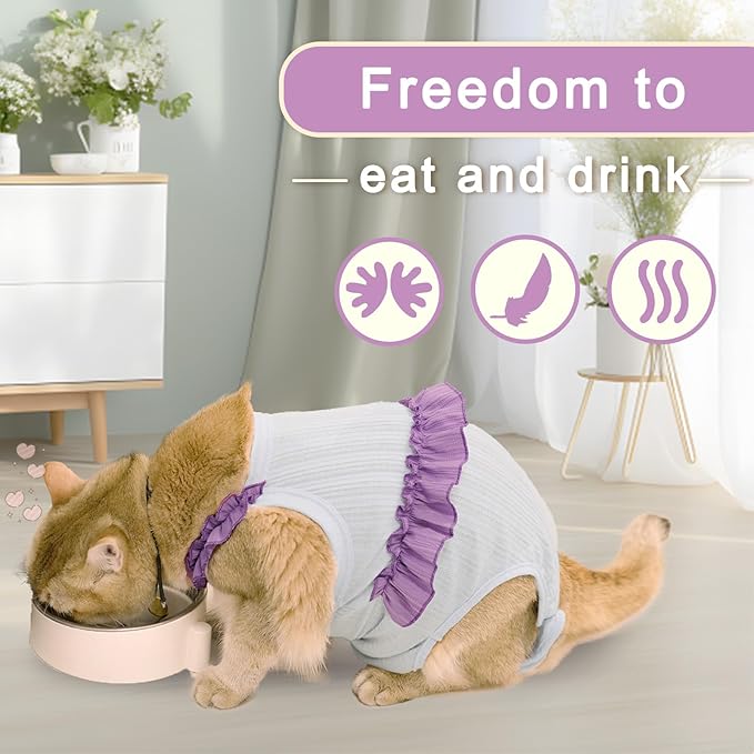 Cat Recovery Suit,Kitten Onesie After Surgery,E-Collar Alternative for Abdominal Wound and Skin Diseases,Soft Breathable Bodysuit After Spay（Pink-s）