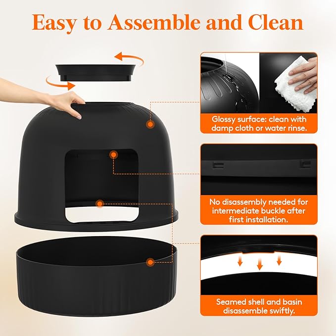 Lifewit Litter Box Cat with Faux Plant & Scoop, Hidden Enclosure Litter Tray with Odor Control & Carbon Filter in Living Room, Bedroom, Corner, Black