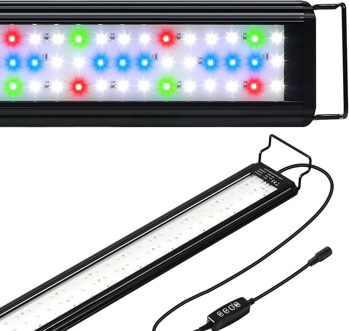 Tatub 23W LED Aquarium Light for 36"-42" Fish Tank, Full Spectrum Fish Tank Light with White Blue Red Green LEDs, 10 Levels of Brightness，Timer Auto On/Off