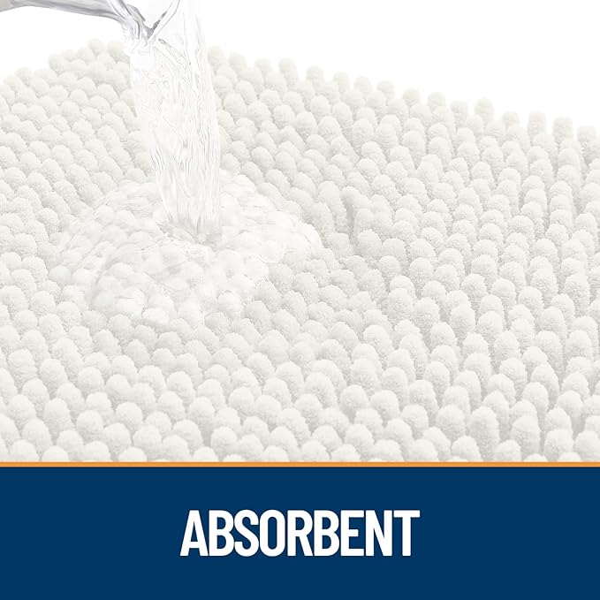 OLANLY Dog Door Mat for Muddy Paws 47x24, Absorbs Moisture and Dirt, Absorbent Non-Slip Washable Doormat, Quick Dry Chenille Mud Mat for Dogs, Entry Indoor Entryway Carpet for Inside Floor, Ivory