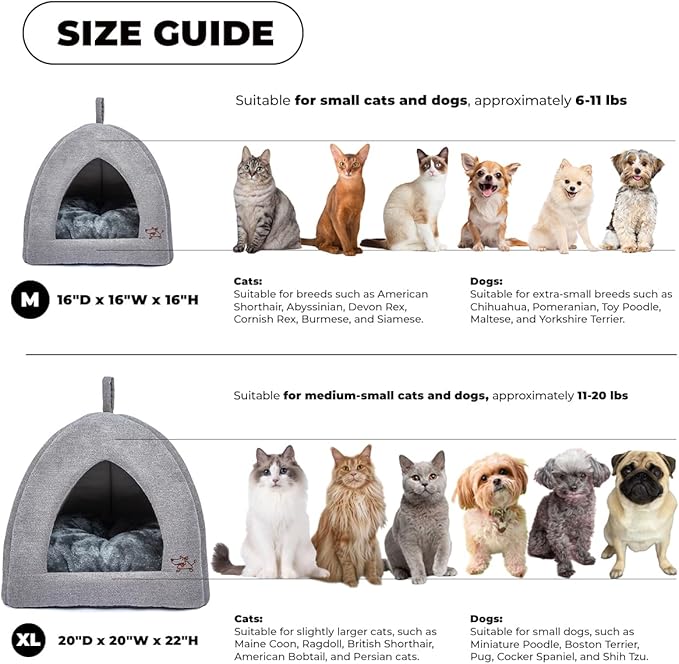 Best Pet Supplies Pet Tent-Soft Bed for Dog and Cat by - Gray, 20" x 20" x H:22"