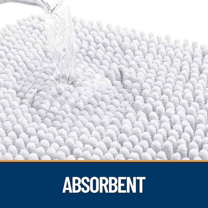 OLANLY Dog Door Mat for Muddy Paws 40x32, Absorbs Moisture and Dirt, Absorbent Non-Slip Washable Doormat, Quick Dry Chenille Mud Mat for Dogs, Entry Indoor Entryway Carpet for Inside Floor, White