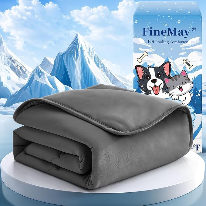 Cooling Blanket for Dogs, Lightweight & Durable Dog Cooling Mat, Q-MAX>0.45 Soft Breathable Pets Comforter for Couch, Bed & Car Essential - Dark Grey 25x40 Inches