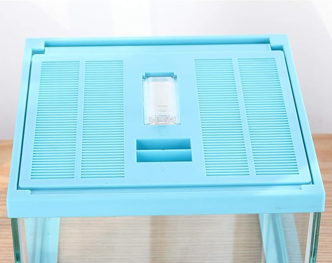 crapelles ReptileTerrarium Color Blue Spider Box, 7.8x7.8x5.9'' Tarantula Container Gecko Habitat Insect Enclosure pet Tank Frog Carrier Snail Hermit Crab House Cricket breeding Geometric Cube Bowl