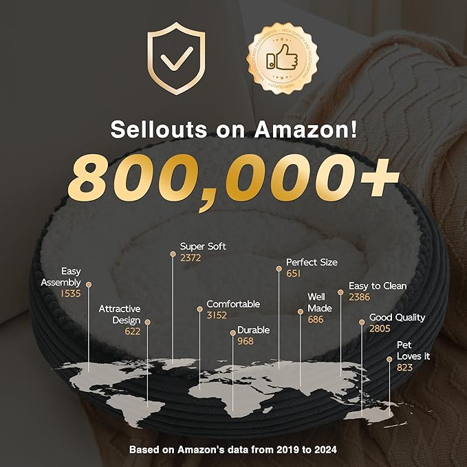 Love's cabin Round Donut Cat and Dog Cushion Bed, 20in Pet Bed for Cats or Small Dogs, Anti-Slip & Water-Resistant Bottom, Super Soft Durable Fabric Pet beds, Washable Luxury Cat Dog Bed Stripe Grey