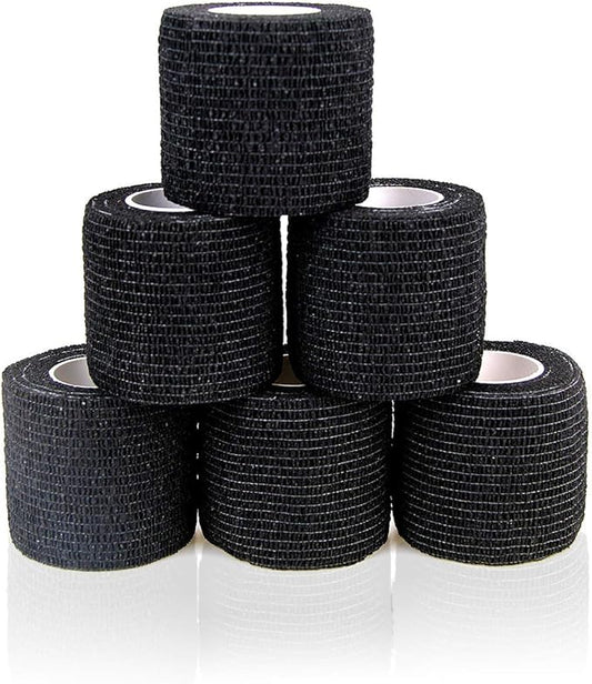 AUPCON Vet Wrap Cohesive Bandages Bulk Self Adhesive Bandage Wrap Self Adherent Wrap Non-Woven for Dogs Pet Animals & Ankle Sprains & Swelling 2 Inch x 5 Yards (2 Inch Black)