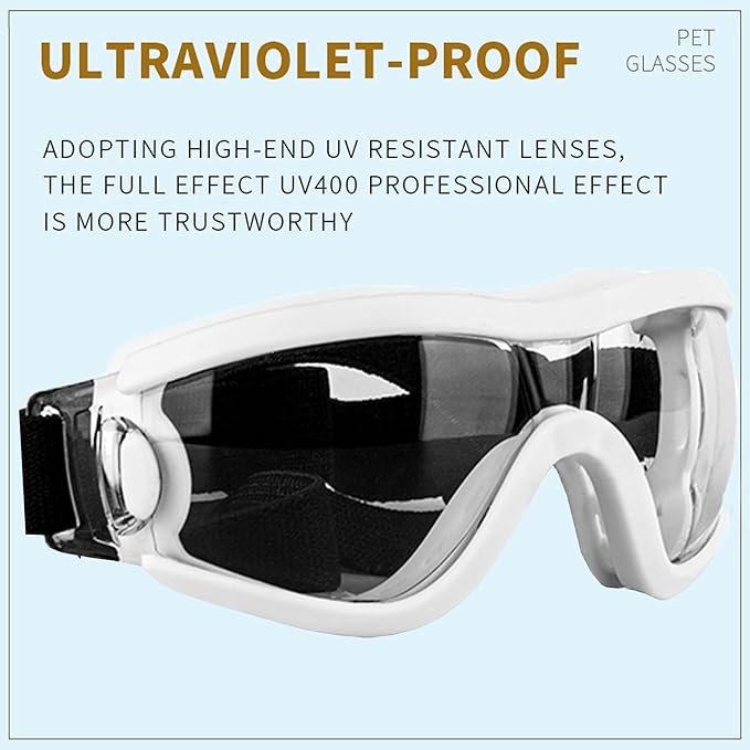 Small Dog Sunglasses with Adjustable Strap UV Protection, Winproof Puppy Sunglasses, Suitable for Dogs Eyes Protection，Soft Dog Goggles