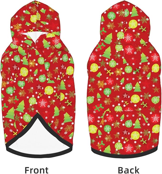 Christmas Tree Print Hoodie,Christmas Cosplay Dog Clothes with Pocket and Hat Winter Clothes Sweaters XXX-Large