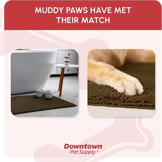 My Doggy Place Microfiber Dog Mat for Muddy Paws, 8' x 2' Brown - Non-Slip, Absorbent and Quick-Drying Dog Paw Cleaning Mat, Washer and Dryer Safe - Hallway Runner