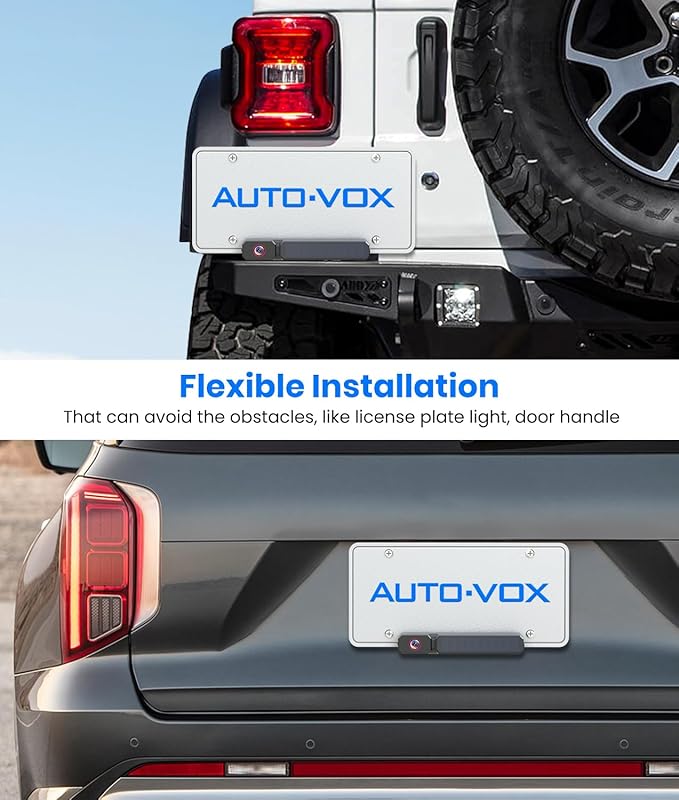 AUTO-VOX Solar Wireless Backup Camera:5" HD 1080P Monitor,3 Mins DIY Installation & 5000 mAh Battery Powered Solar Back Up Camera Systems, IP69K Waterproof Reverse Camera for Car, Van, Truck, Trailer