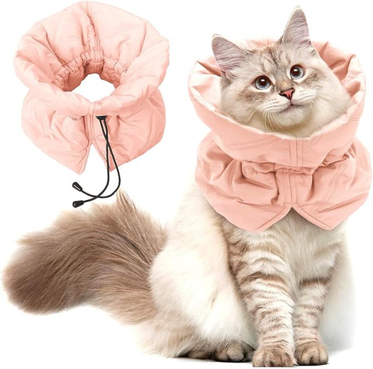 Cat Recovery Collar, Soft Adjustable Cat Cone Alternative, Lightweight Waterproof Fasteners Collars for Cats Kittens Puppies, After Surgery Stop Licking and Daily Use (Orange Pink, S(Neck5.5-9.8"))