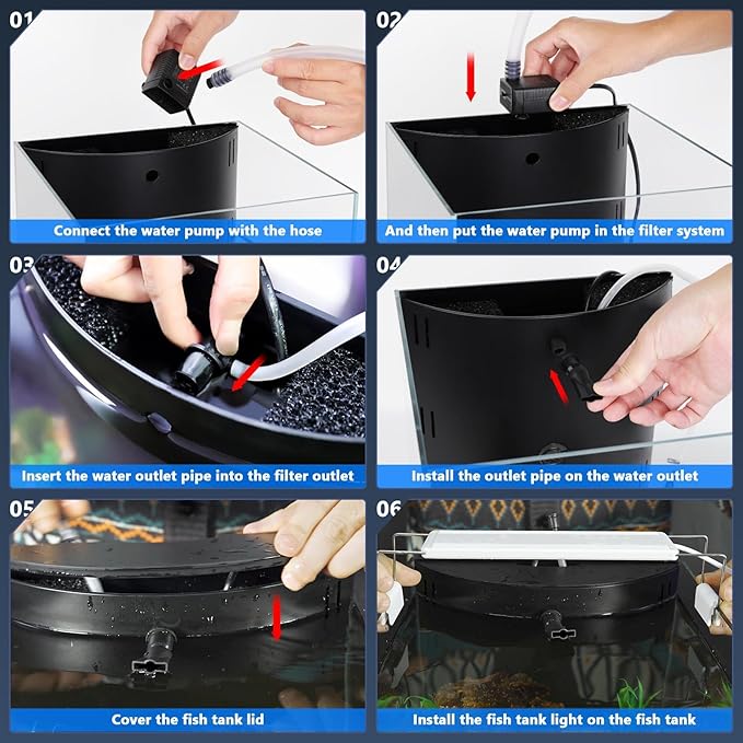 fishkeeper 6.5 Gallon Fish Tank Starter Kit, Small Aquarium with Filter and Adjustable 3 Color Lighting Self Cleaning Fish Bowl Rimless Aquarium for Beginners (Freshwater Fish Tank)