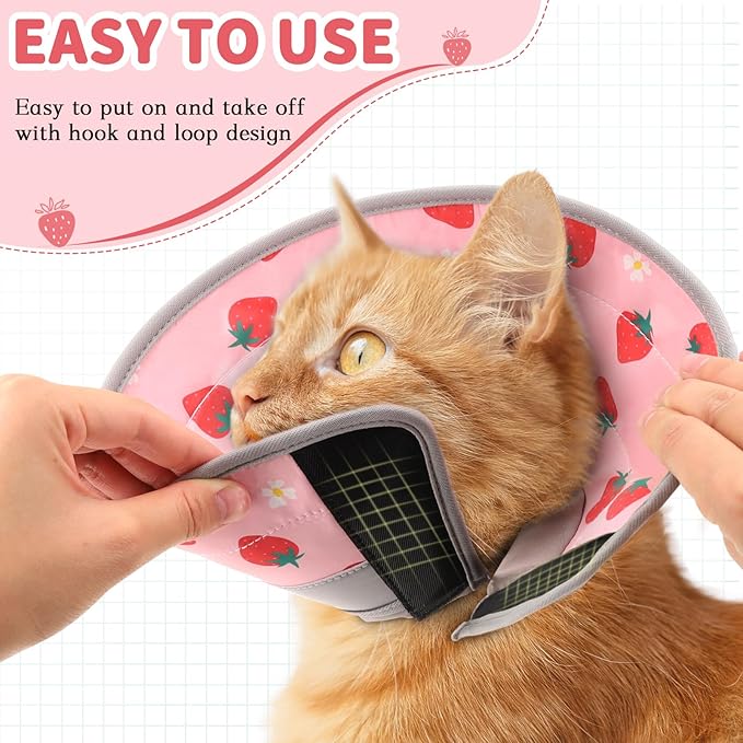 Cat Cone Collar Soft, Comfortable Cat Recovery Collar Pet Cone for Small Large Cats, Lightweight Elizabethan Collar for Cats Kittens After Surgery Prevent from Licking Wounds, Pink, M